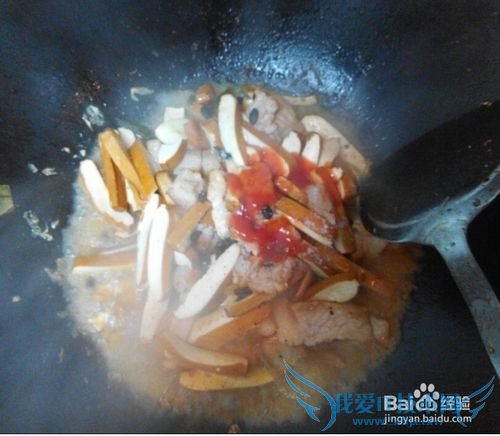 香豆腐炒肉片的做法