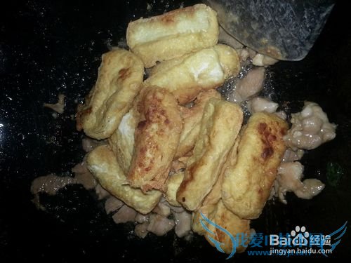 自制油炸五香豆腐炒肉片