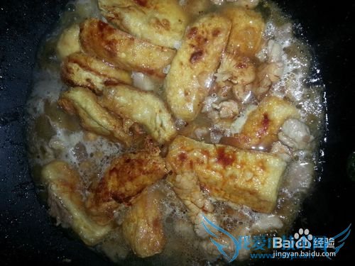 自制油炸五香豆腐炒肉片