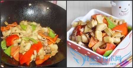 彩椒炒豆腐皮结的做法