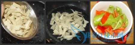 彩椒炒豆腐皮结的做法