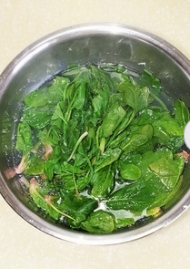 “赤贝拌菠菜贵味多”