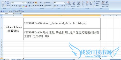 networkdays函数的用法实例