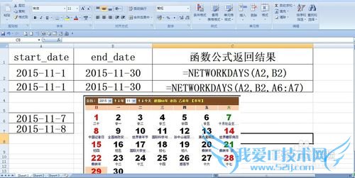 networkdays函数的用法实例