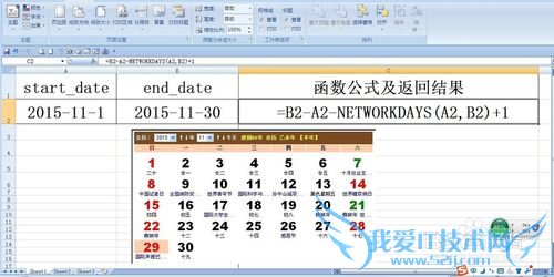 networkdays函数的用法实例