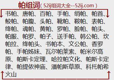 帕组词